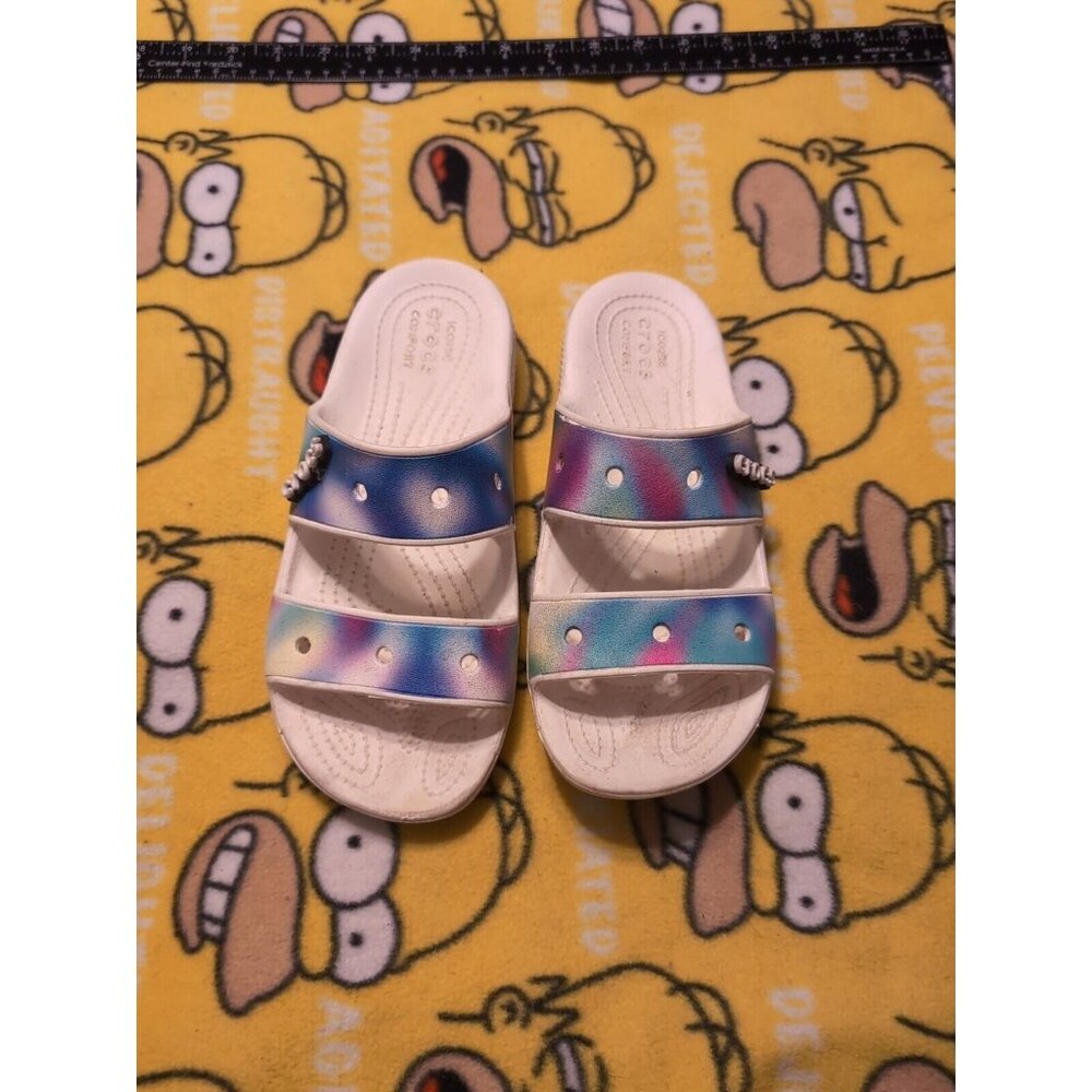 Crocs Classic Two Band Slide Sandal Shoes Unisex Size M6 W8 207771 READ